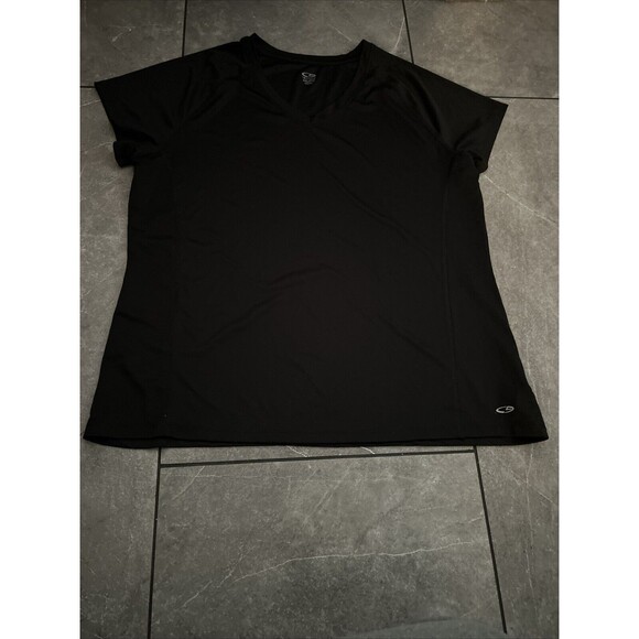 Champion Performance Tee Shirt 2XL Black Logo Short Sleeve V Neck - Picture 1 of 5